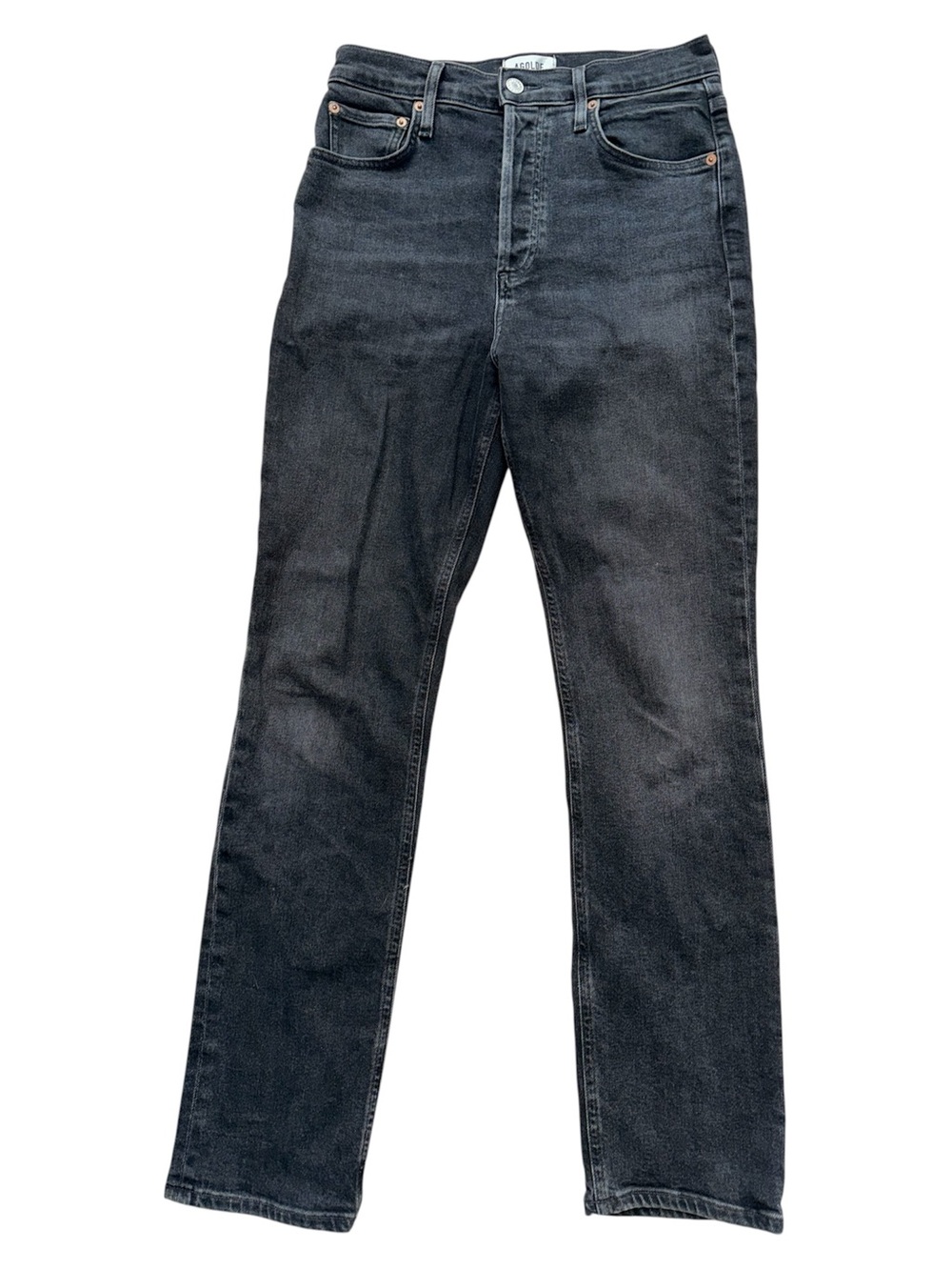AGOLDE Freya High Rise Slim Jeans Size 27 Black Dark Wash